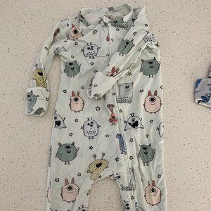 Great Used Condition Caden Lane Monster Mash Zipper Footie